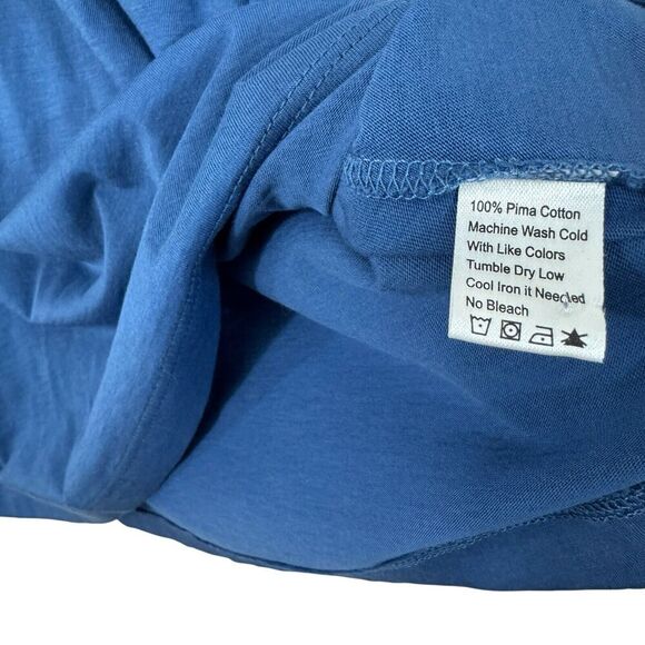 Lilla P Medium Top Blue Long Sleeve Pullover V-Neck Pima Cotton Womens - Picture 4 of 14